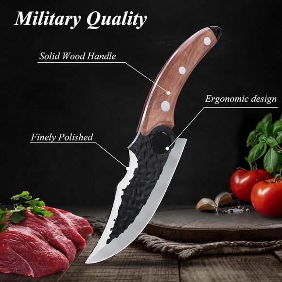 Hand Forged Chef Knife 6 Inch Viking Butcher Leather Sheath, Japanese Steel - Picture 5 of 8